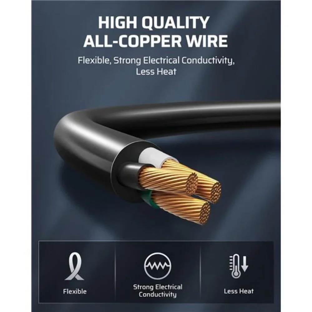 Extension Cord 3ft, 14/3 SJTW Weatherproof Power Cable for Indoor Outdoor Use